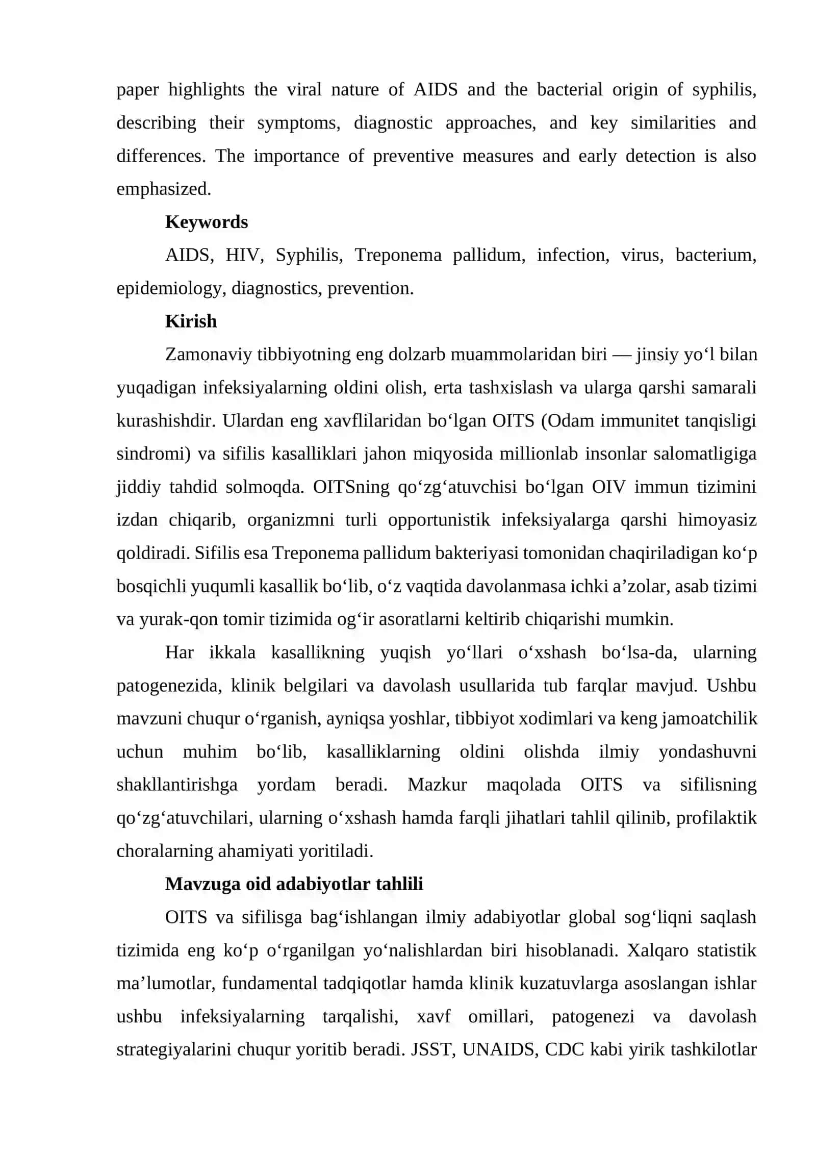 OITS va Sifilis qo‘zg‘atuvchilari, ular keltirib chiqaradigan kasalliklar, o‘xshash va farqli jihatlari 2