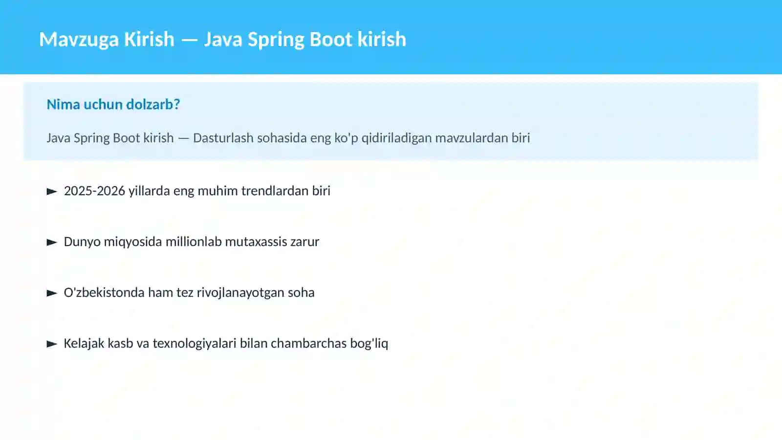 Java Spring Boot kirish 2