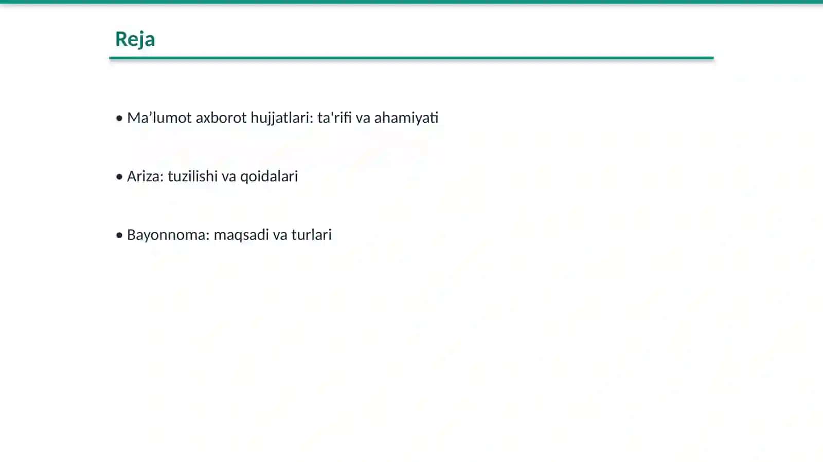 Maʼlumot axborot hujjatlari. Ariza, Bayonnoma, tushuntirish xati 2