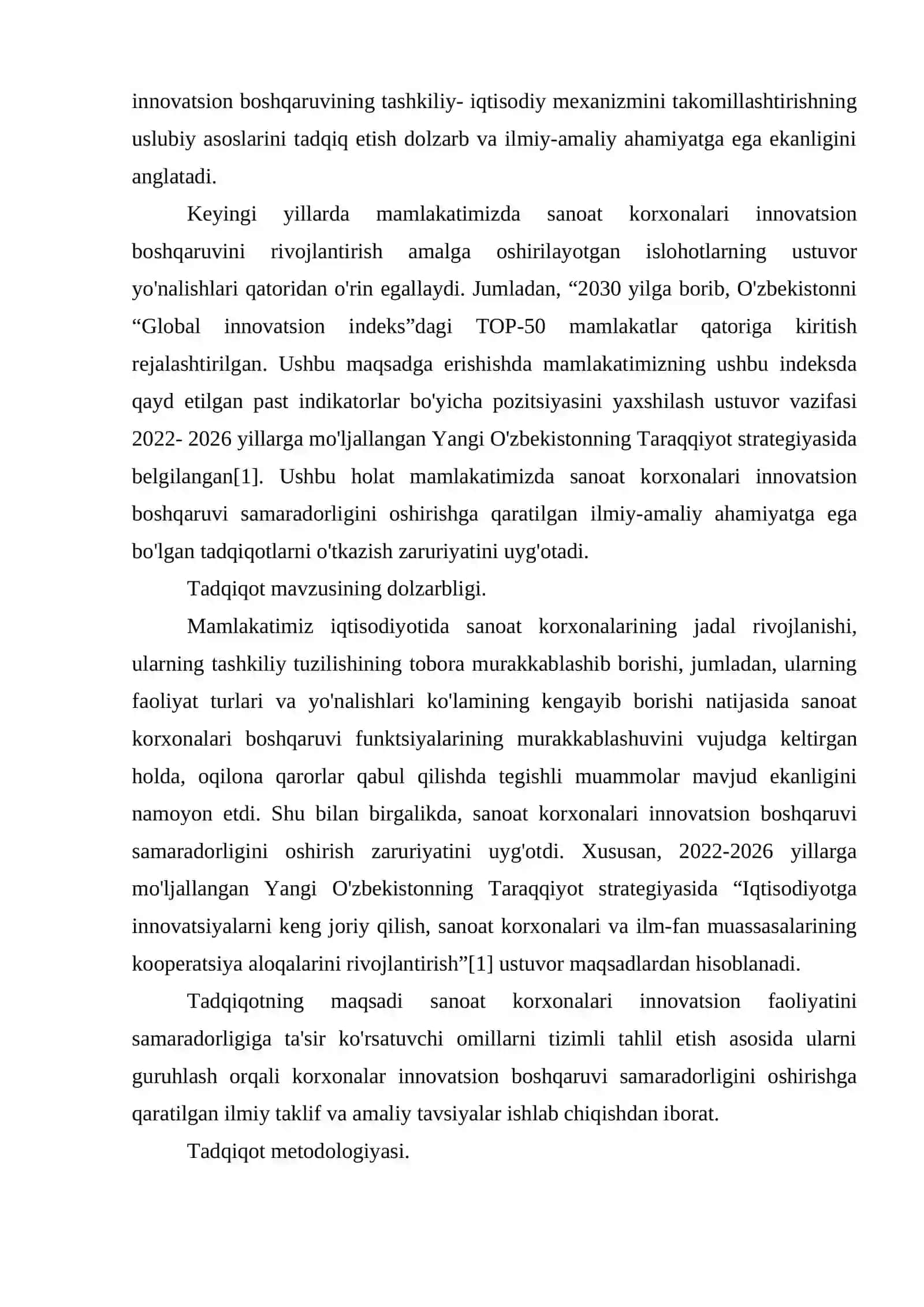 Sanoat korxonalari innovatsion boshqaruvi samaradorligini oshirishning statistik tahlili 2