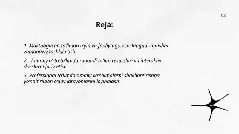 Maktabgacha, umumiy o‘rta va professional ta’limda o‘qitish jarayonlarini zamonaviy tashkil etish 2
