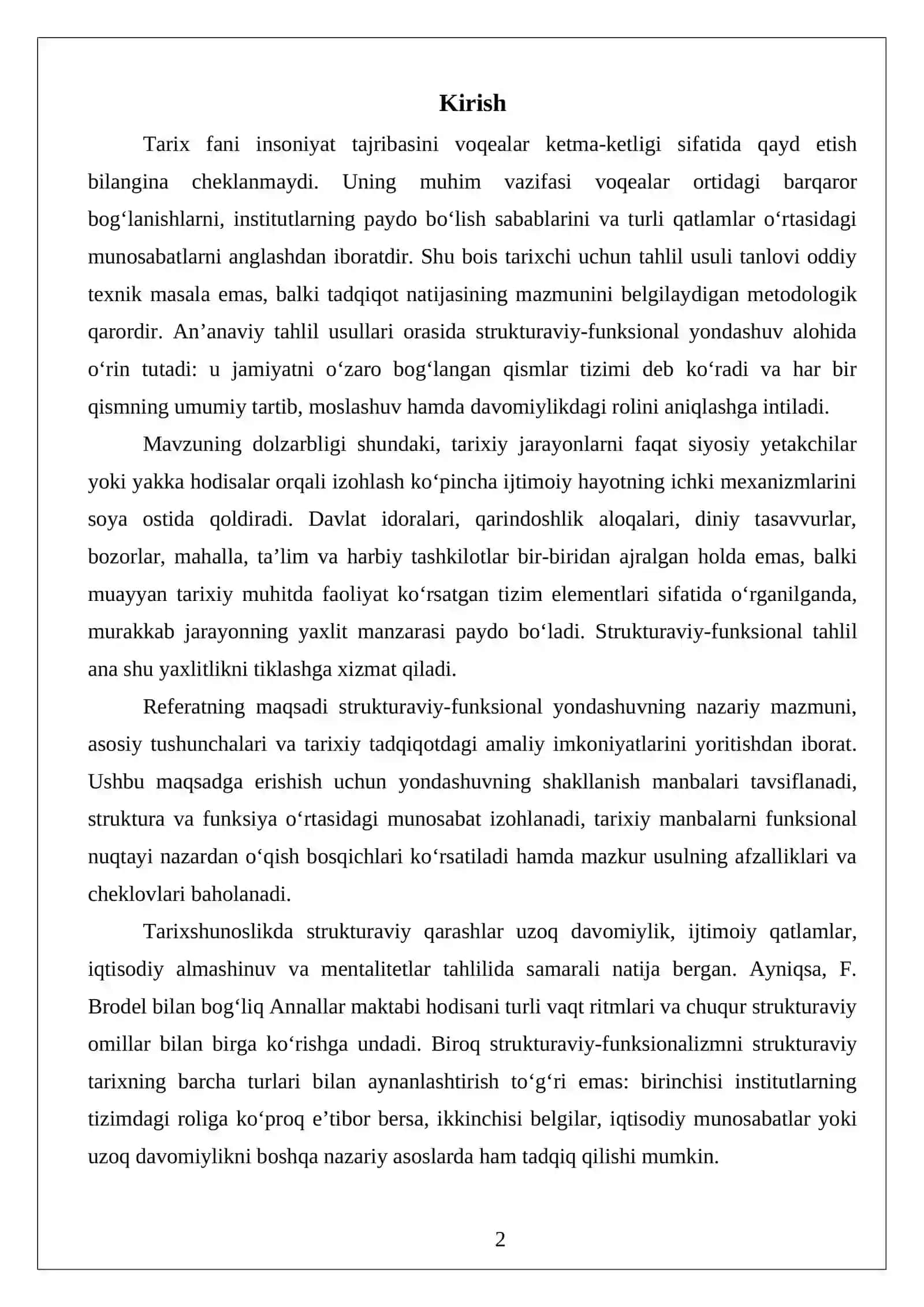 AN’ANAVIY TAHLIL USULLARI: STRUKTURAVIY-FUNKSIONAL YONDASHUVLAR 2