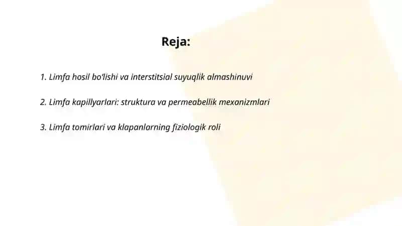 Limfa tizimining fiziologiyasi 2