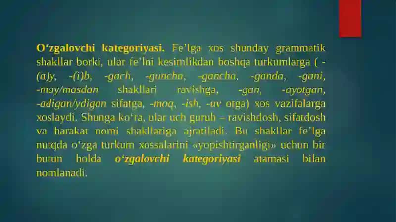 FE’LNING O’ZGALOVCHI KATEGORIYALARI 2
