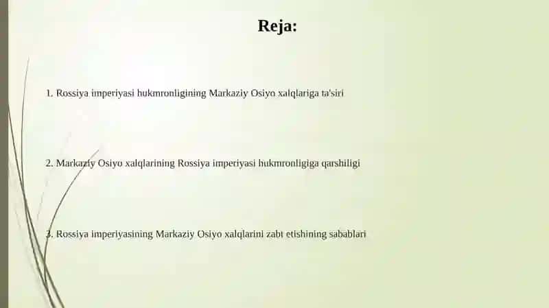 Rossiya imperiyasining Markaziy Osiyoda o'rnatgan hukmronligi 2