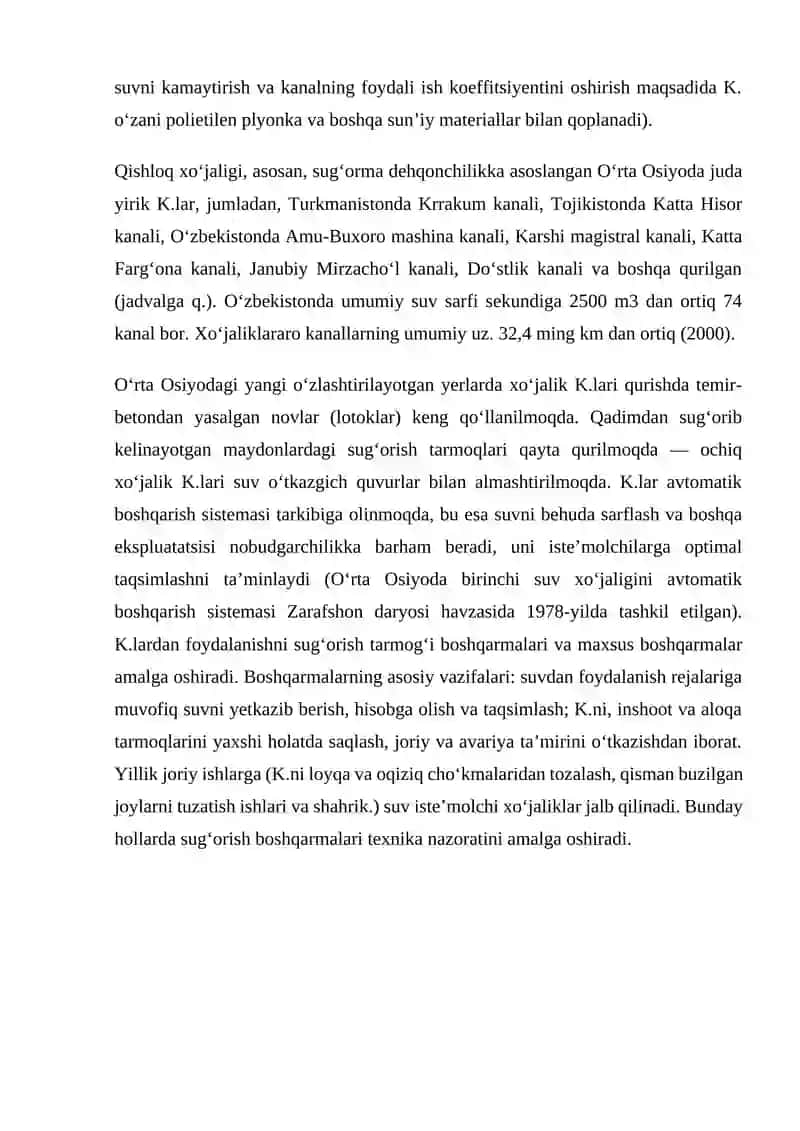Kanallarning suv o’tkazish qobiliyatini aniqlash 2