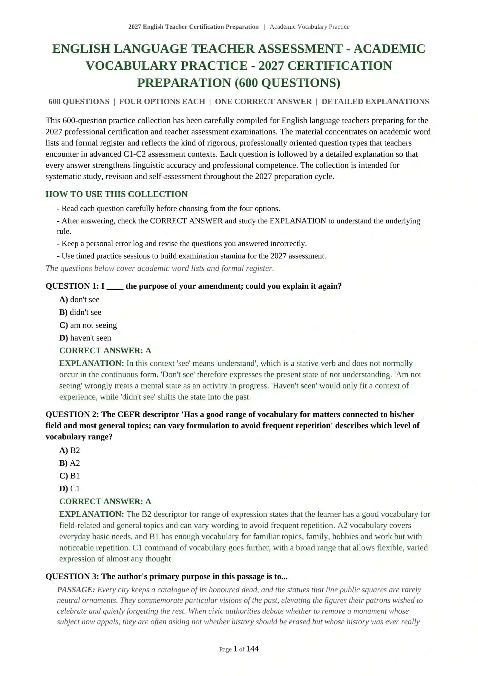 English Teacher Certification Preparation | Academic Vocabulary Practice 2