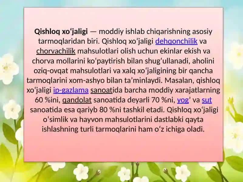 Qishloqxoʻjaligi 2