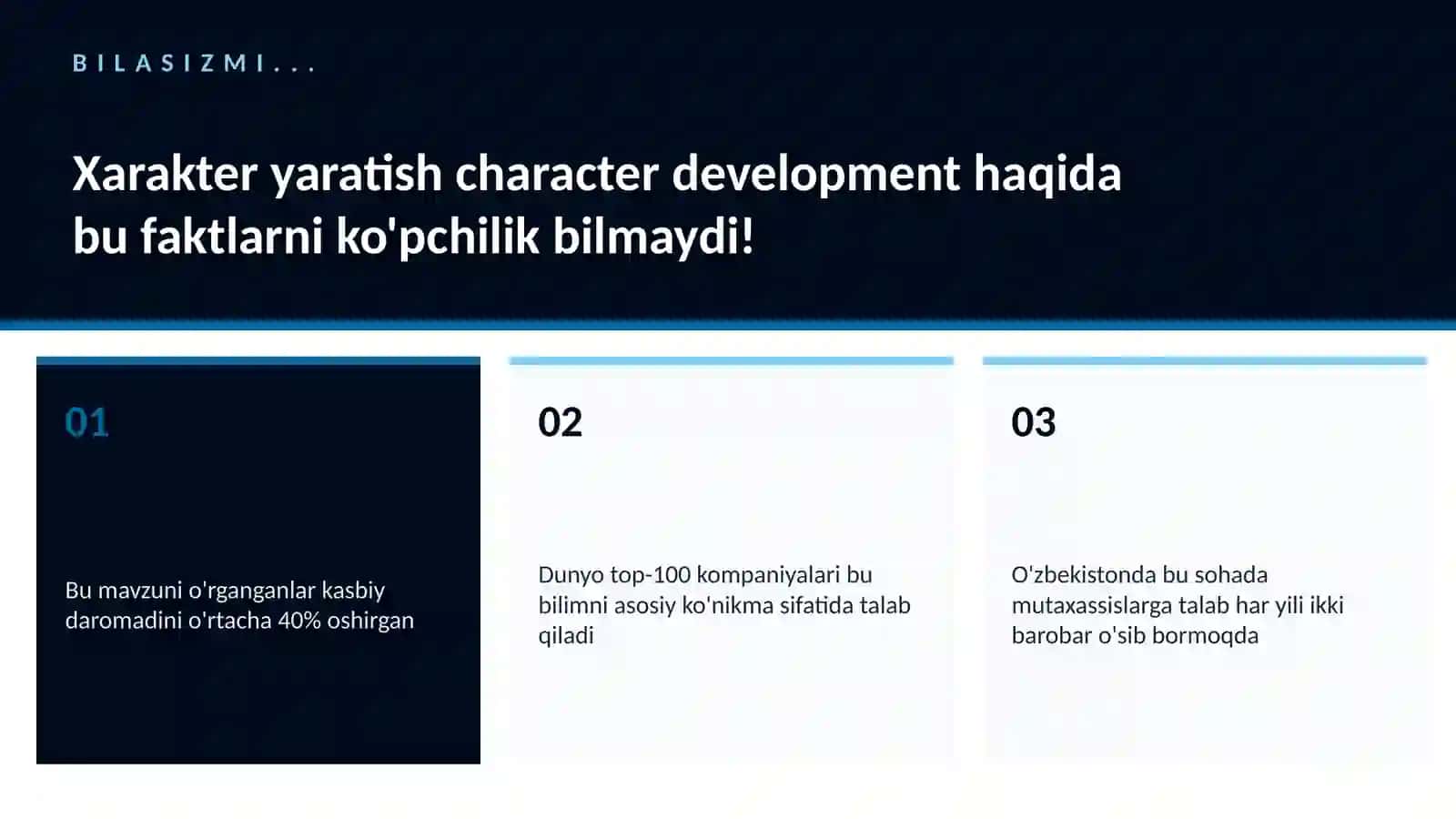 Xarakter yaratish character development 2