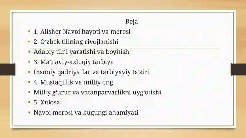 Alisher  Navoiy  -  o’zbek  tilining   asoschisi.  O’zbekiston   mustaqilligi    va    ma  ‘ naviy     - axloqiy   tarbiya 2
