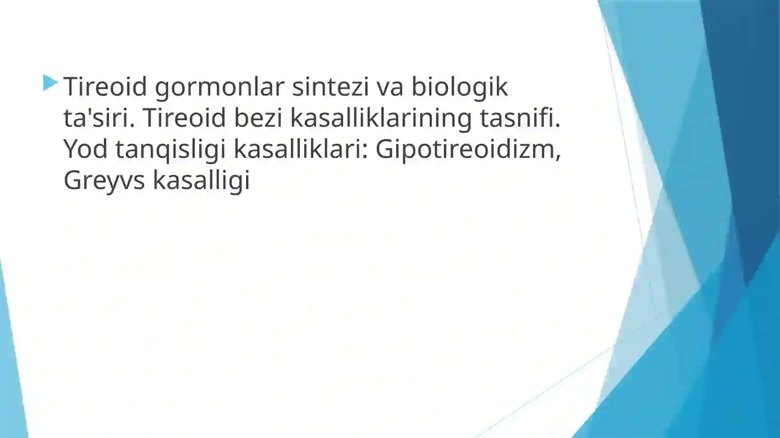 Tireoid gormonlari sintezi va biologik ta'siri 2