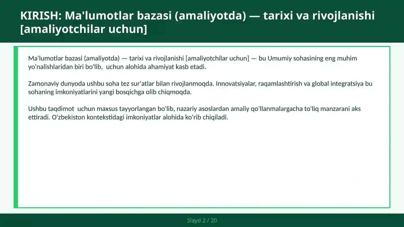 Ma'lumotlar bazasi (amaliyotda) — tarixi va rivojlanishi [amaliyotchilar uchun] 2