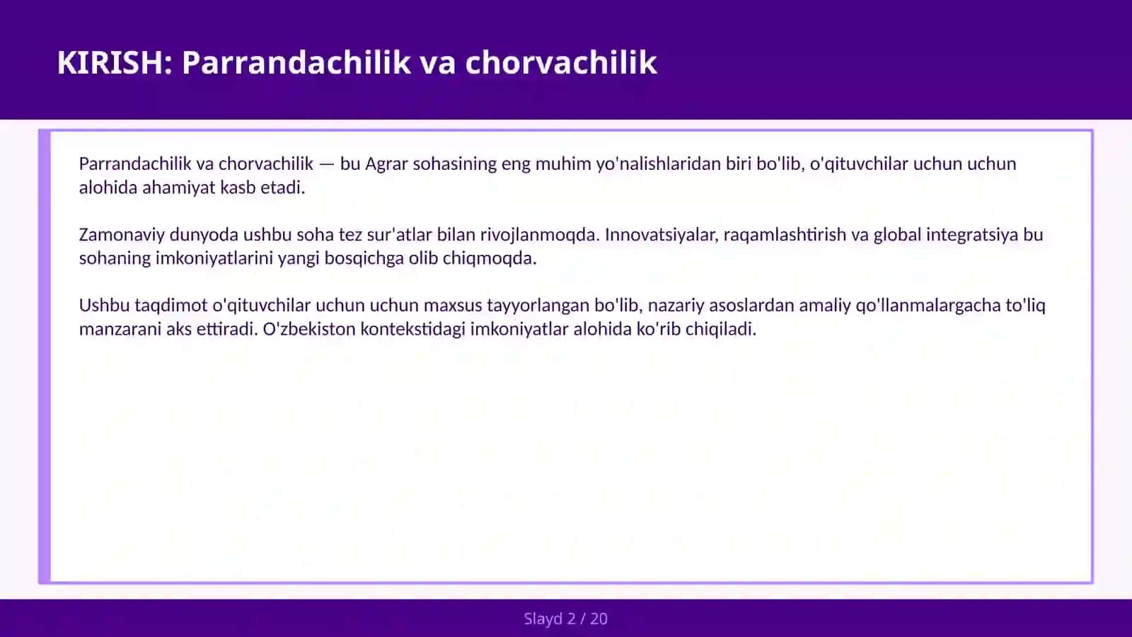 Parrandachilik va chorvachilik 2