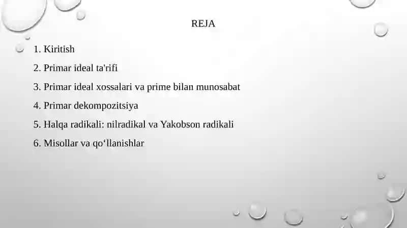Halqa radikali. Primar ideallar 2
