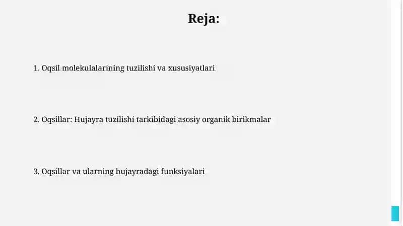 Oqsillar va ularning hujayradagi funksiyalari 2