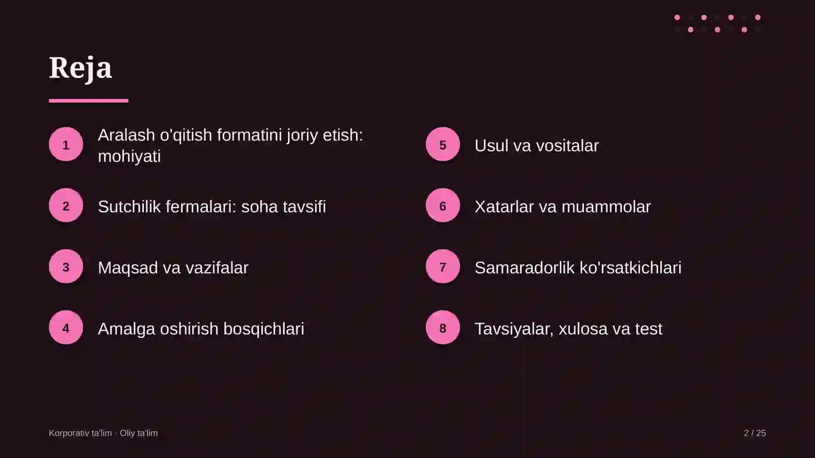 Sutchilik fermalarida aralash o'qitish formatini joriy etish 2