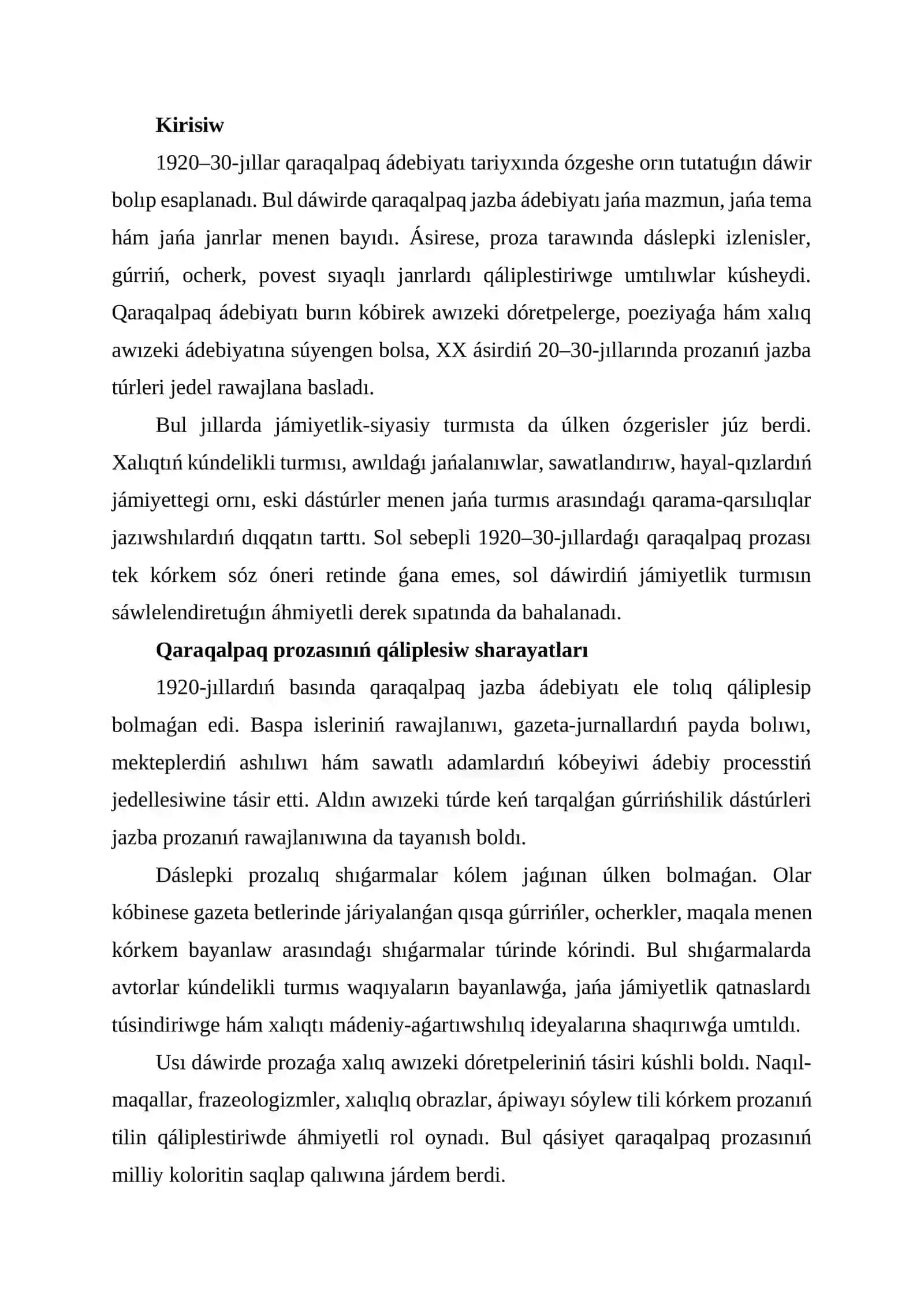 « Házirgi qaraqalpaq ádebiyatı hám ádebiy process» PÁNINEN 2