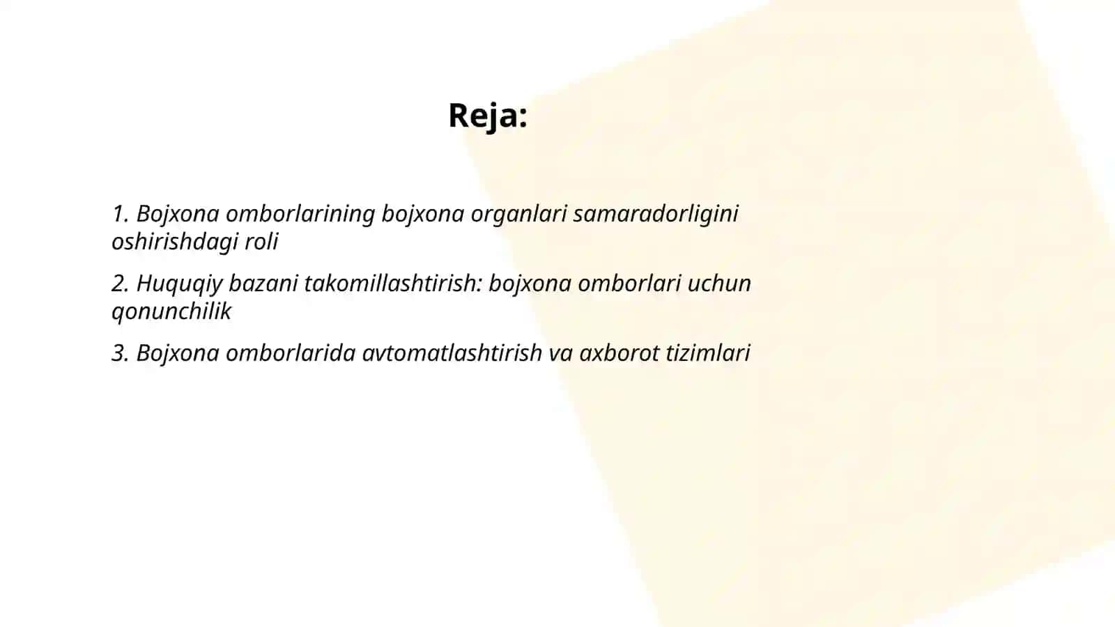 Xurramova Matlubaning bojxona ishi fanidan taqdimoti 2