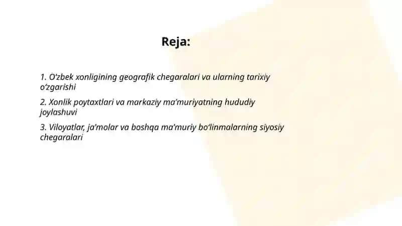 Oʻzbek xonligining siyosiy xaritasi 2