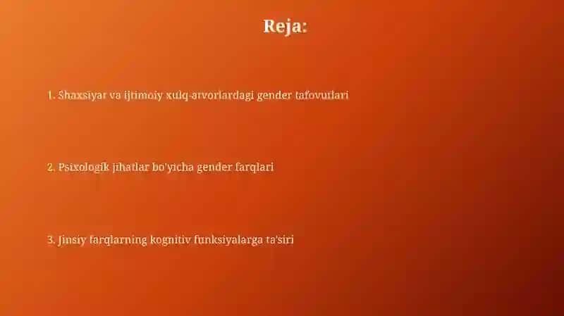 Jins va gender tafovutlar pisixologik jihatlar 2