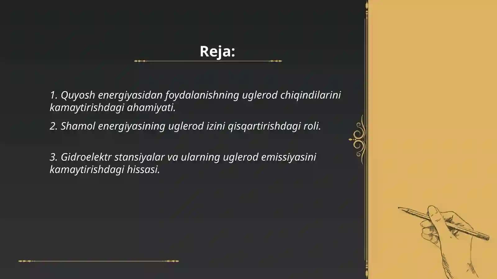 Quyosh, shamol, gidro va geotermal kabi energiya texnologiyalari 2