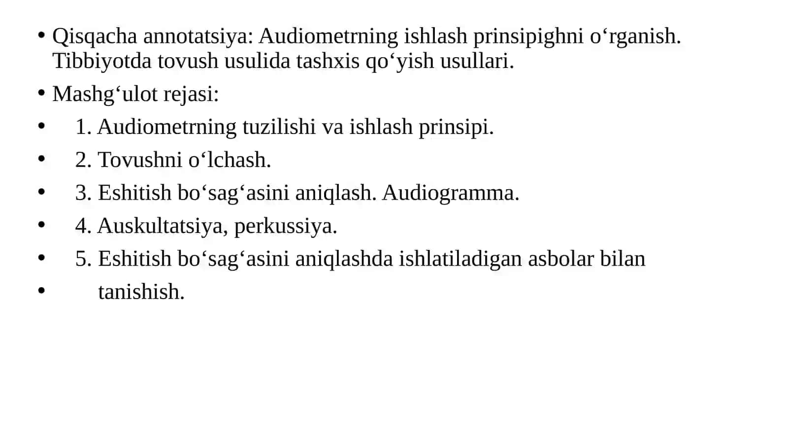 Eshitishboʻsagʻasinianiqlash 2