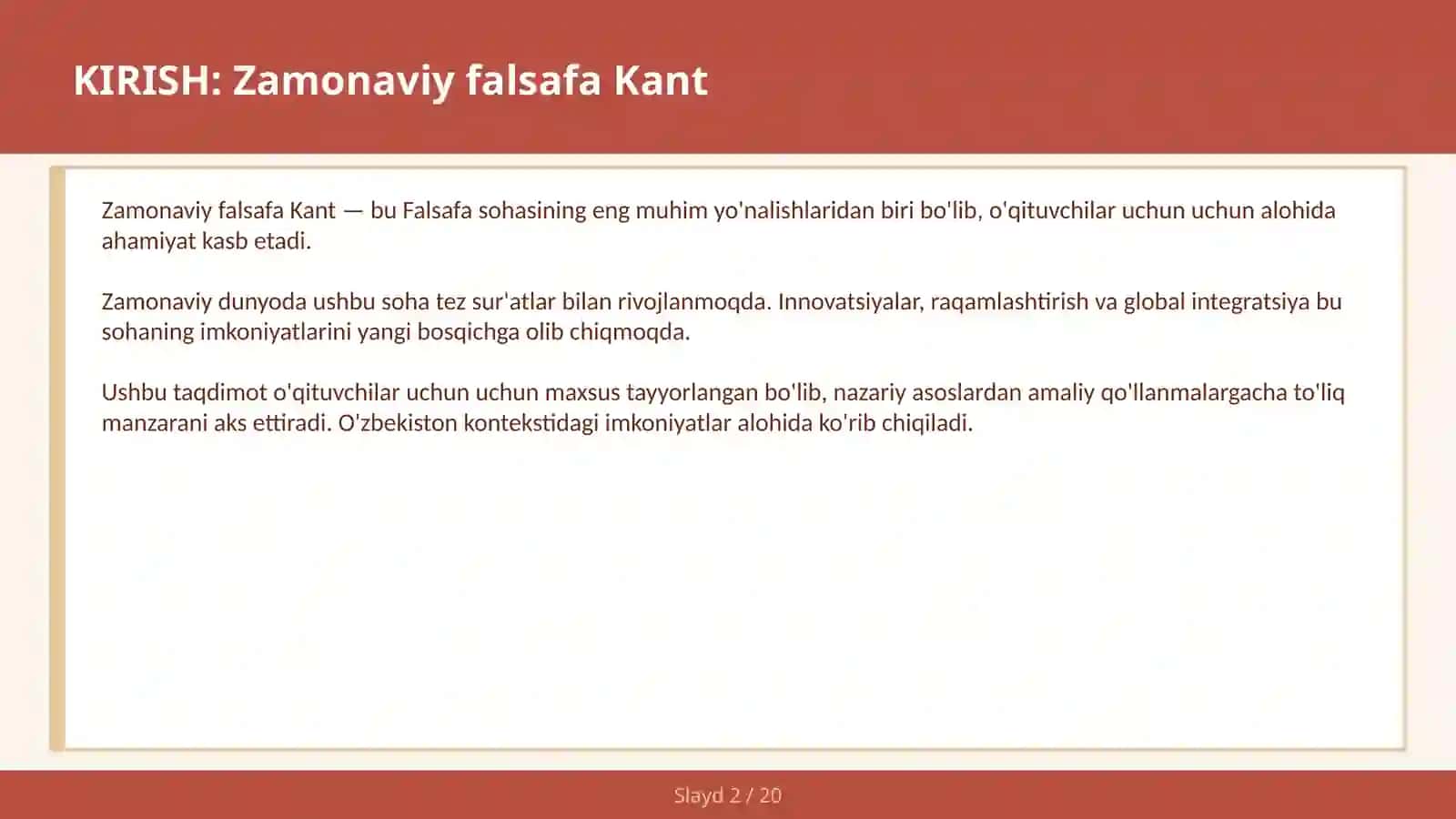 Zamonaviy falsafa Kant 2