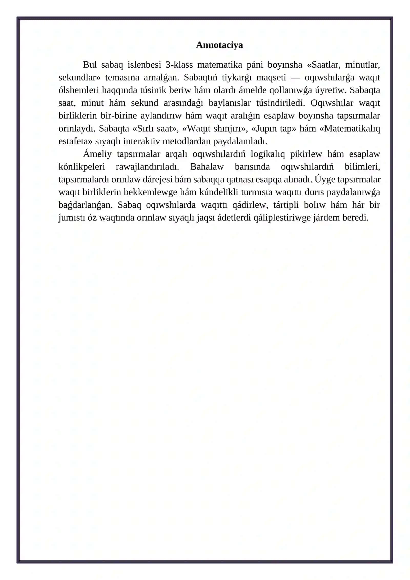 3-klass “Saatlar, minutlar, sekundlar” 2