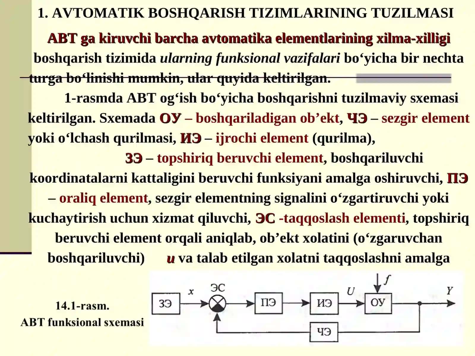 AVTOMATIK BOSHQARISH TIZIMLARINING TUZILMASIVA TASNIFLANISHI 2