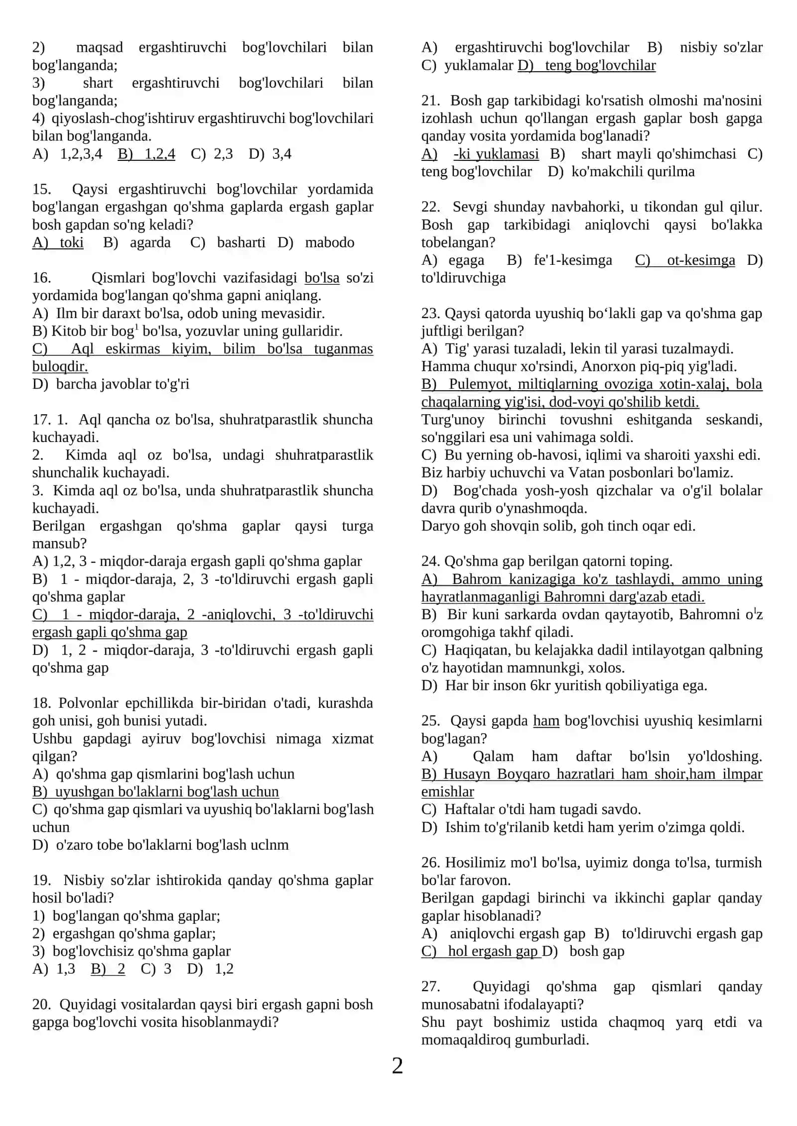 Qo’shma gap va uning turlari 2
