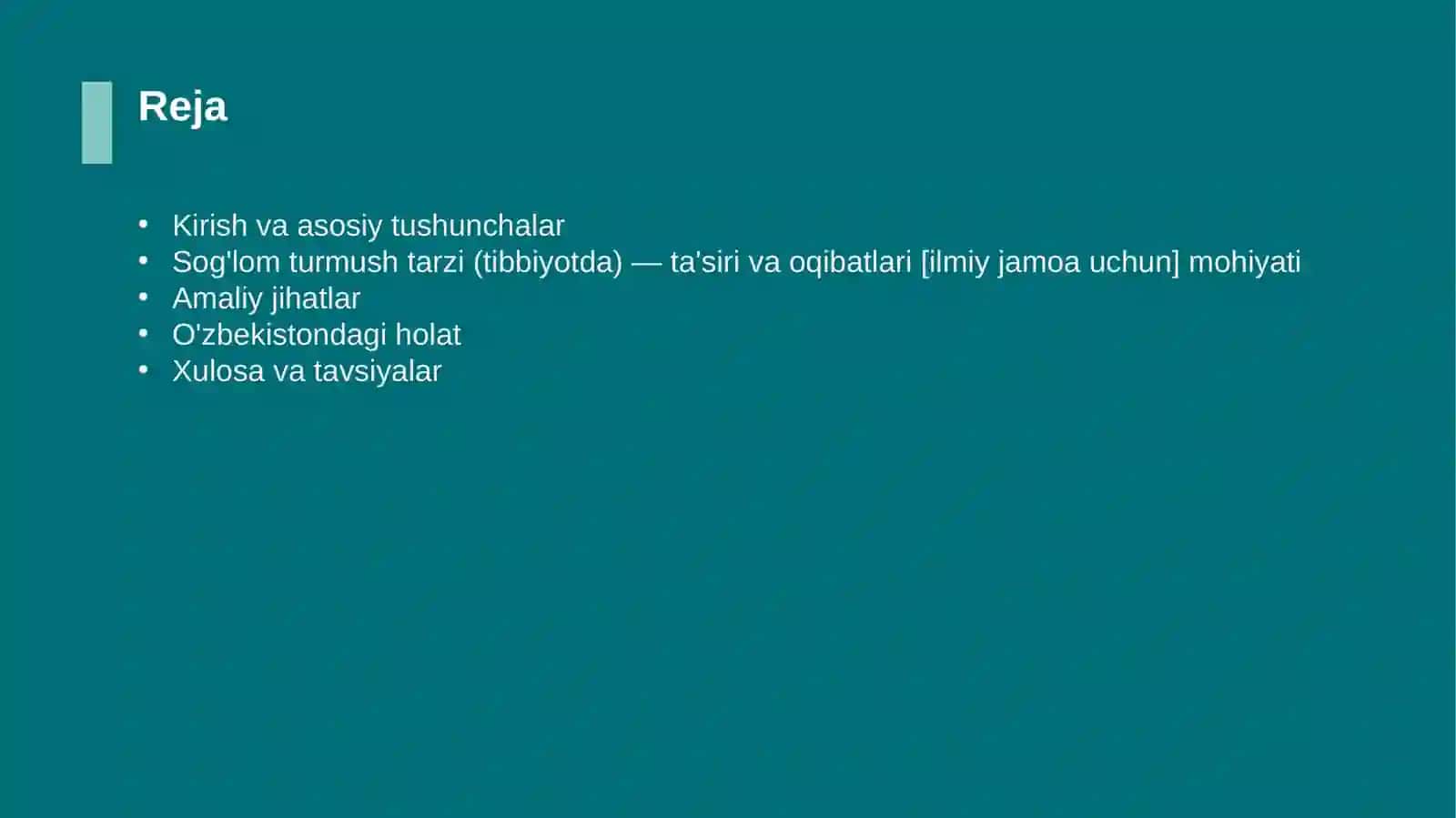 Sog'lom turmush tarzi (tibbiyotda) — ta'siri va oqibatlari [ilmiy jamoa uchun] 2