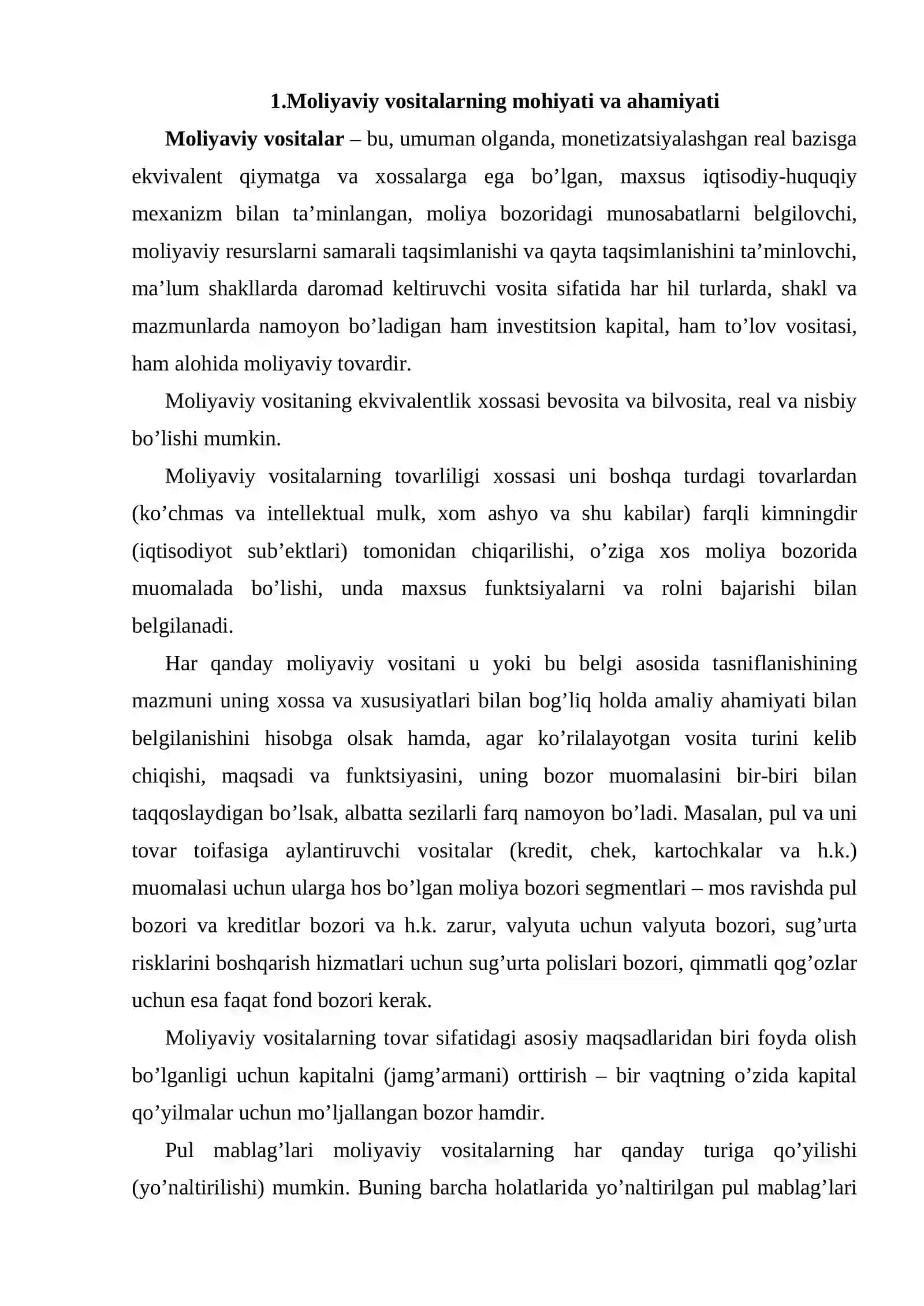 Moliyaviy vositalarning mohiyati va ahamiyati 2