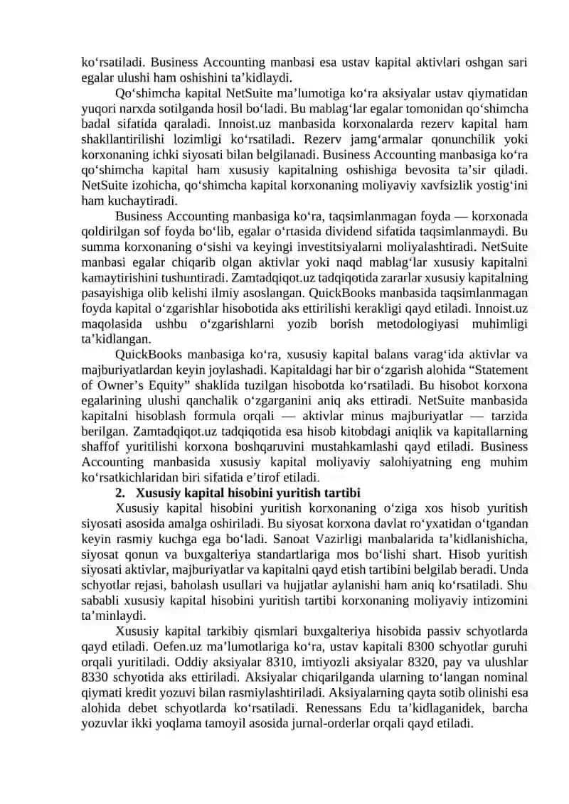 XUSUSIY KAPITAL HISOBINI TASHKIL ETISH VA UNING VAZIFALARI 2