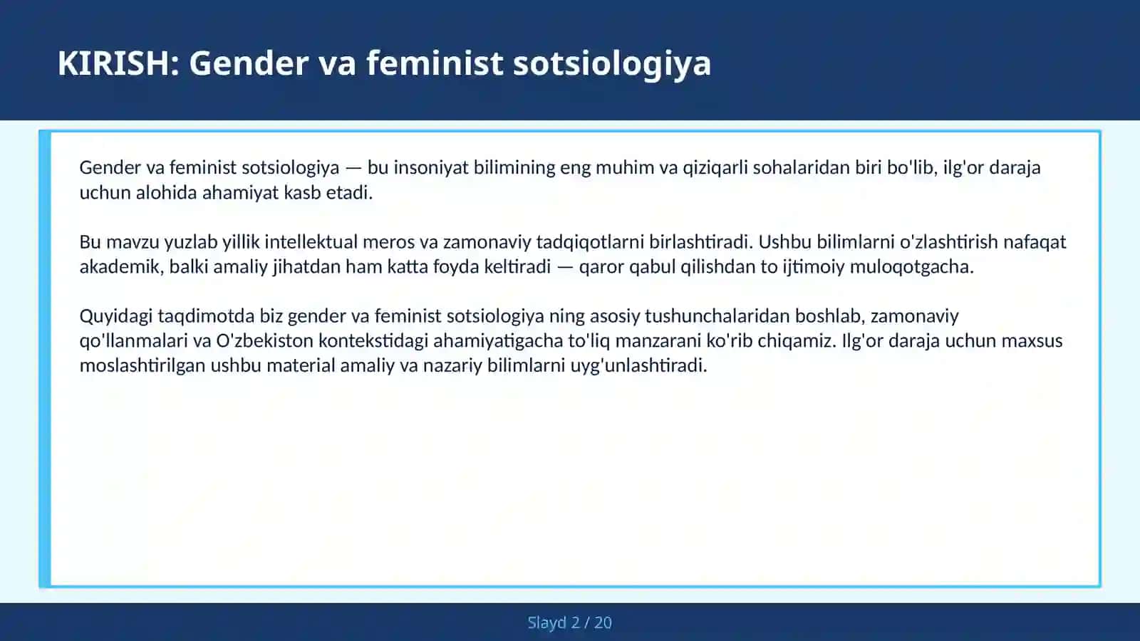 GENDER VA FEMINIST SOTSIOLOGIYA 2