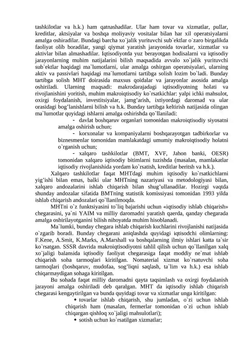 MILLIY HISOBLAR TIZIMI – IQTISODIY STATISTIKANING ASOSIY USLUBI, ASOSI VA MARKAZIY BO`LIMI 2