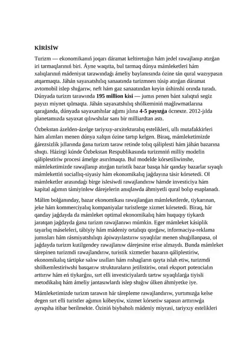 TURİSTİK FİRMАLАR HÁM XODİMLERİ İSKERLİGİNİŃ NAZARÍY TİYKАRLАRÍ 2