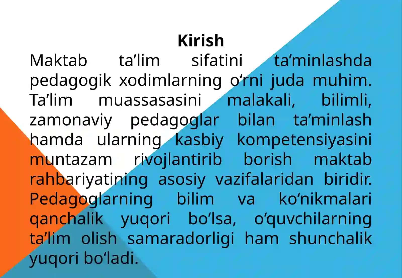 Maktabni pedagogik xodimlar bilan ta’minlash va ularning malakasini oshirish ishlariga rahbarlik 2