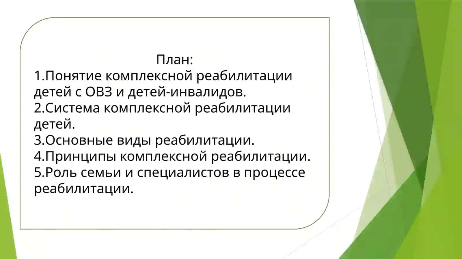Система и принципы комплексной реабилитации детей с ОВЗ и детей-инвалидов 2