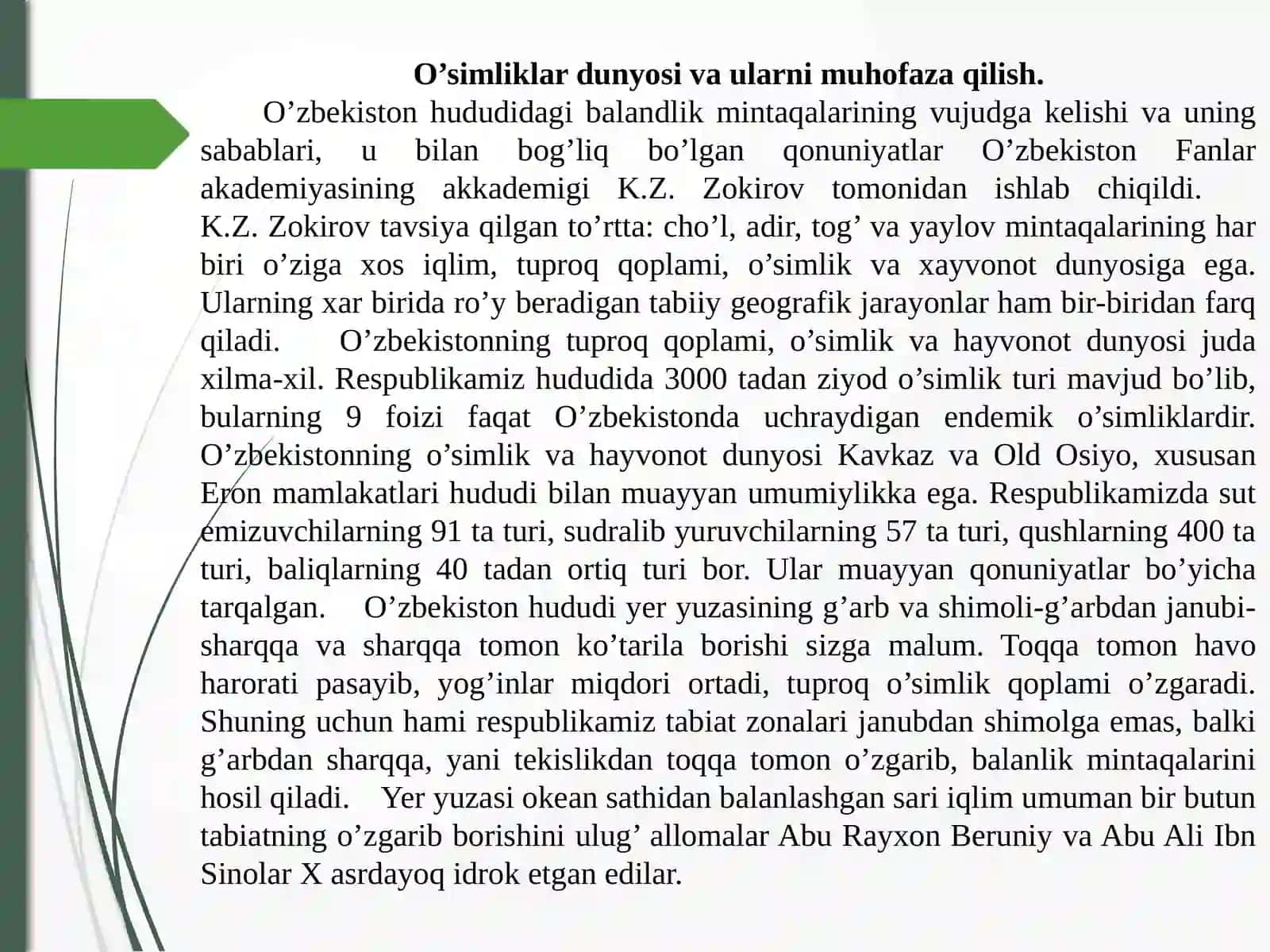 O‘SIMLIK DUNYOSINI HIMOYA QILISH 2