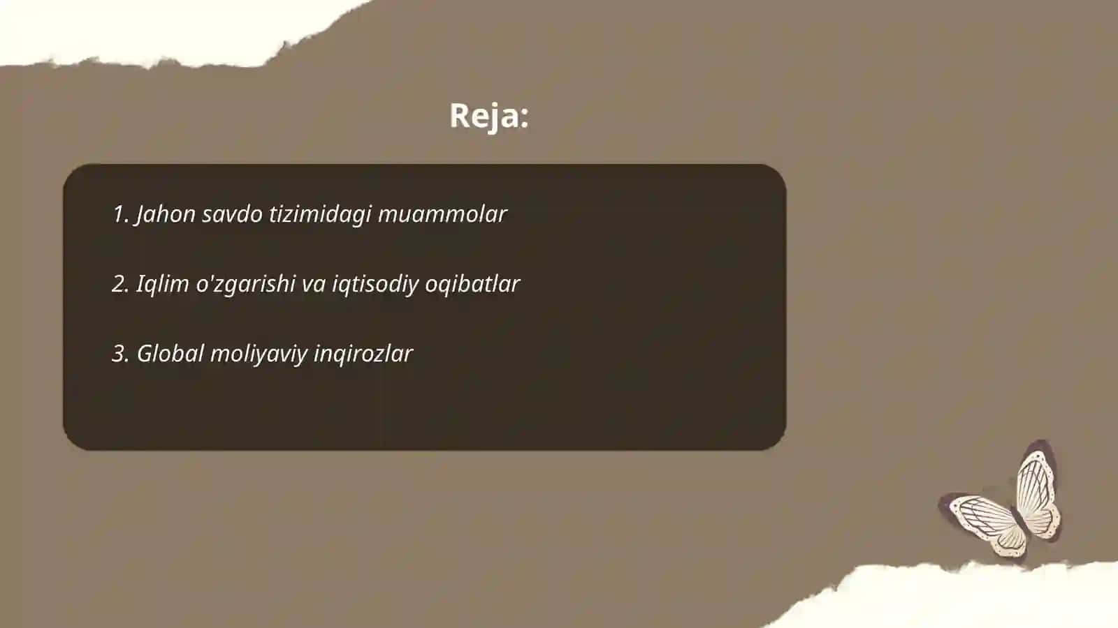 Jahonning global iqtisodiy muomolari 2