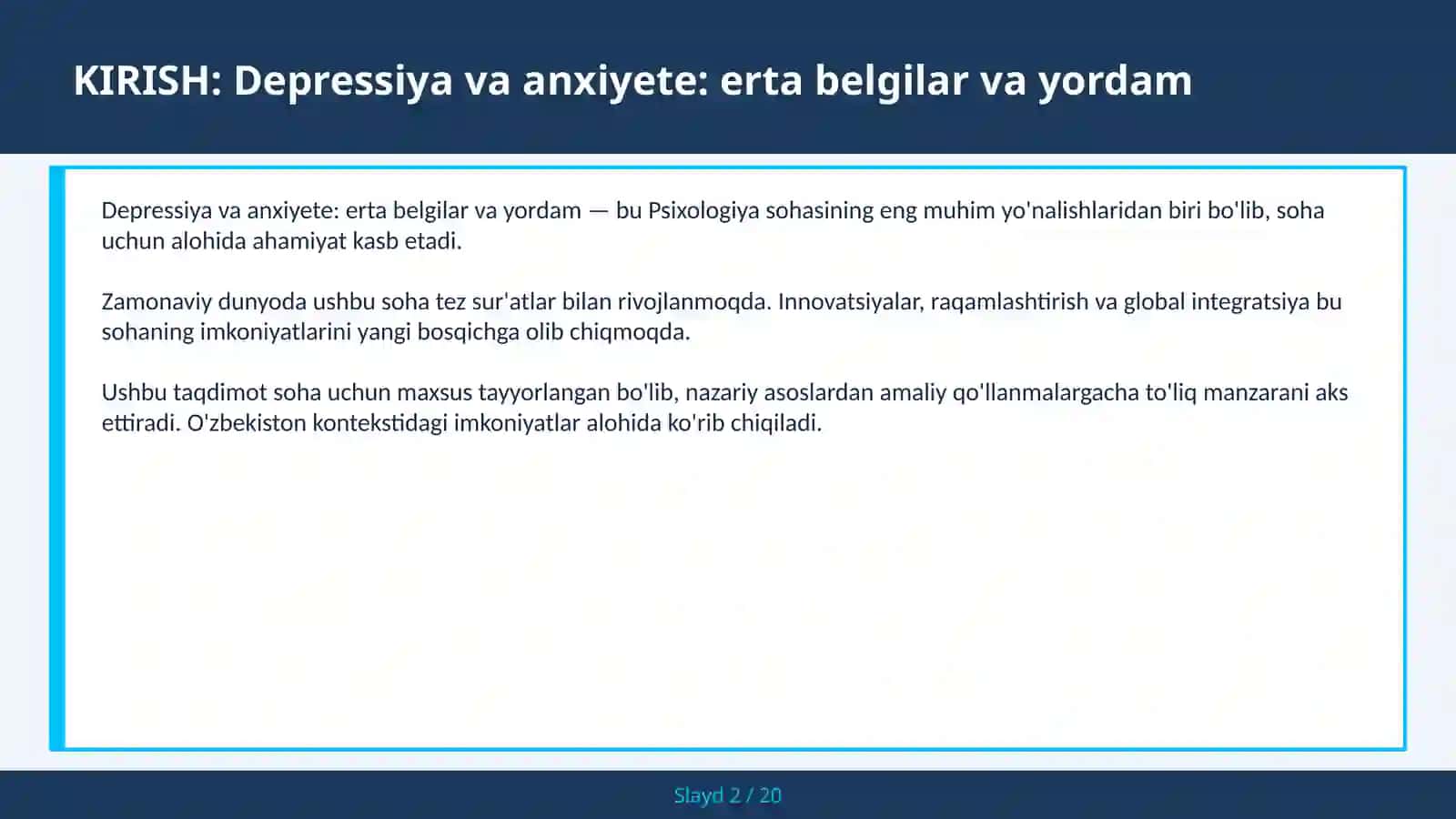Depressiya va anxiyete: erta belgilar va yordam 2