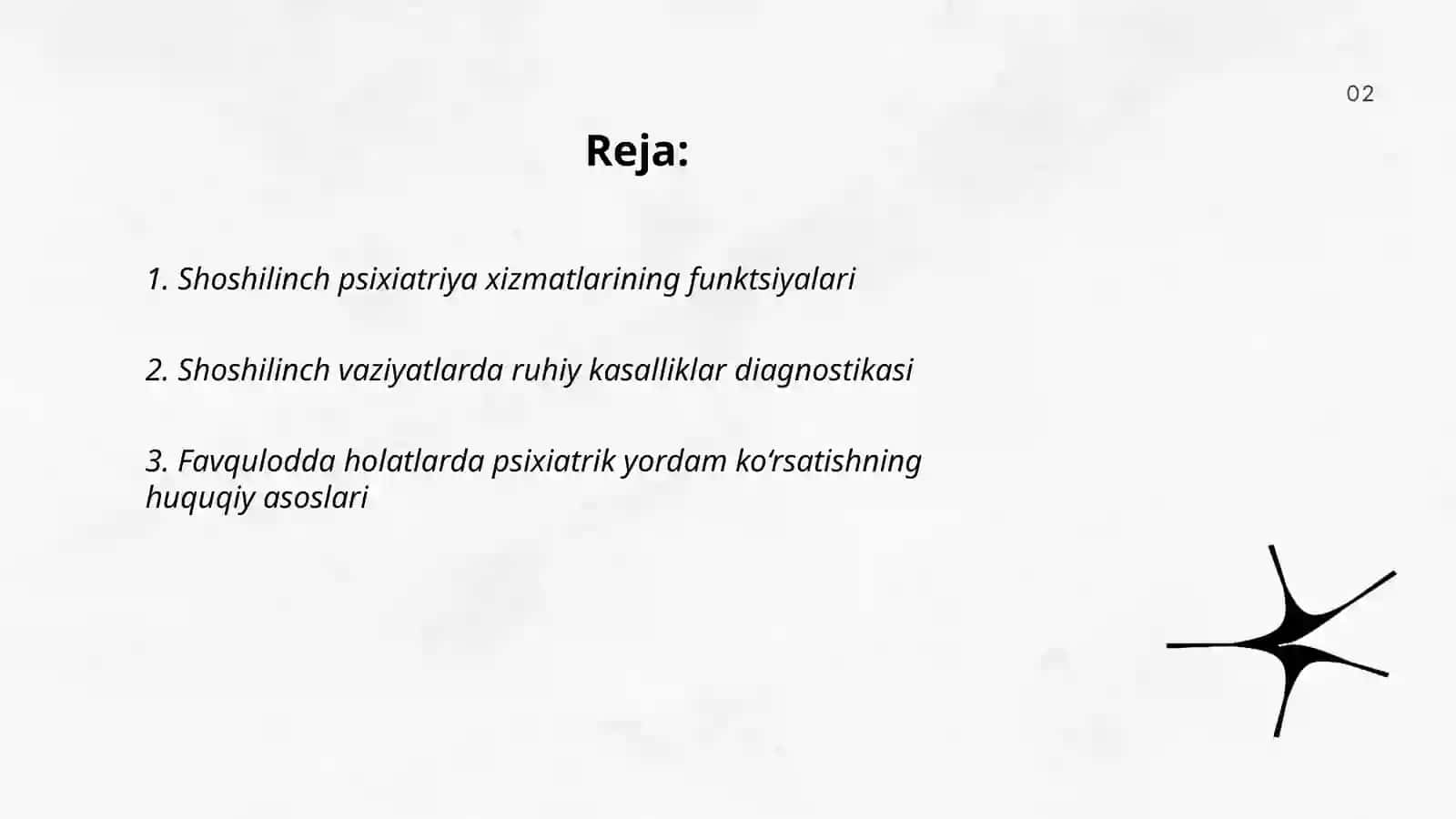 Shoshilinch vaziyatlarda psixiatrik yordamni tashkillashtirish 2