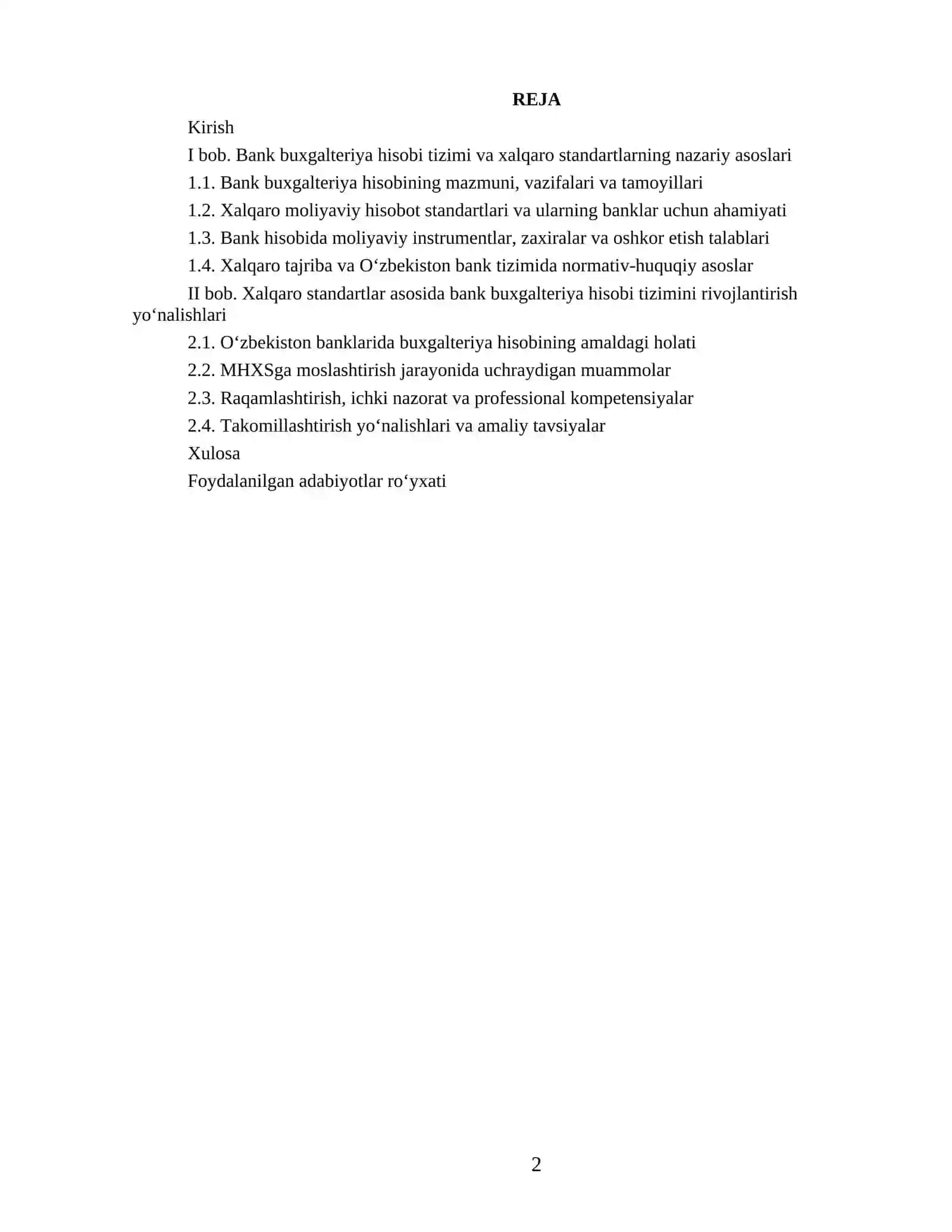Xalqaro standartlar asosida bank buxgalteriya hisobi tizimini rivojlantirish 2