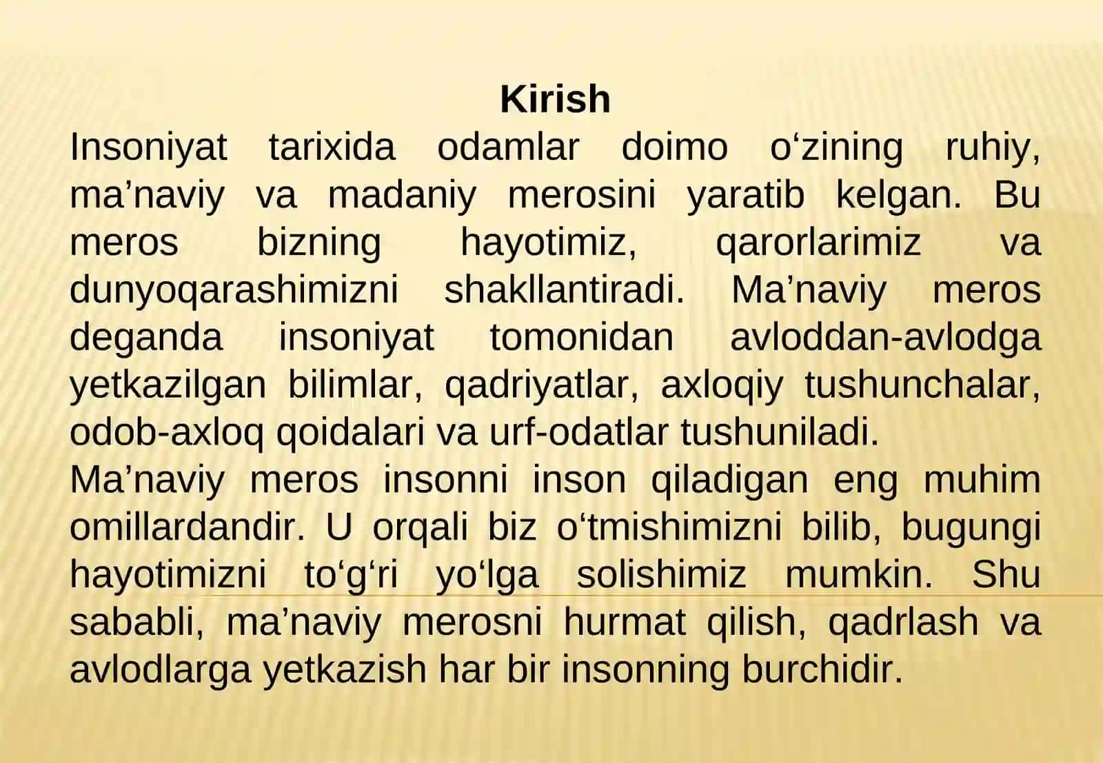 Insoniyatning ma’naviy merosi 2