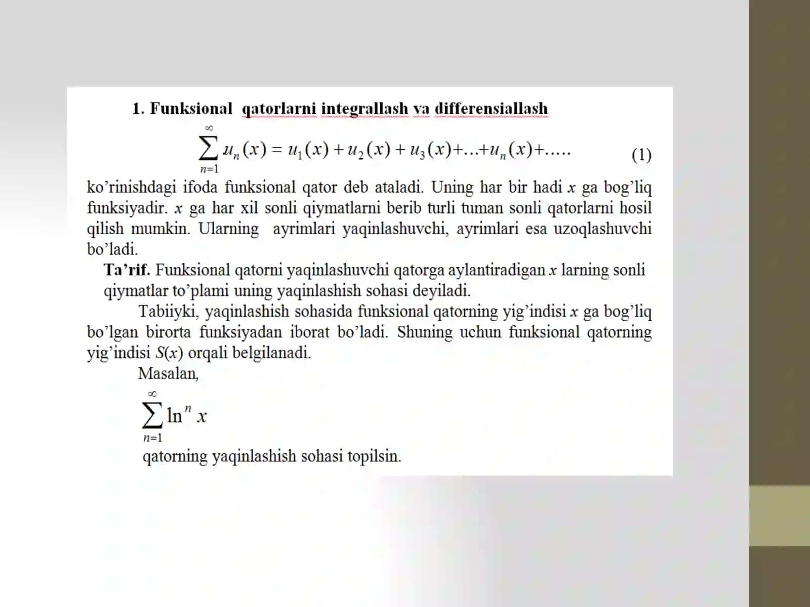 Teylor va Makloren qatorlari 2