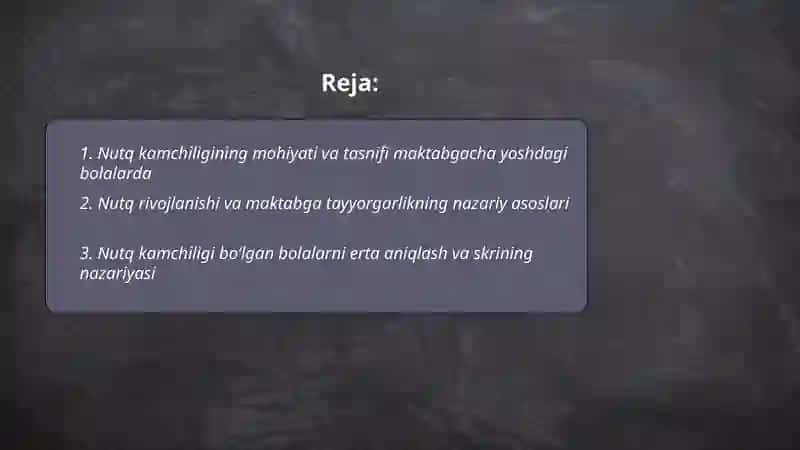 Nutq kamchiligiga ega boʻlgan maktabgacha yoshdagi bolalarni maktab taʼlimiga tayyorlashning nazariy asoslari 2