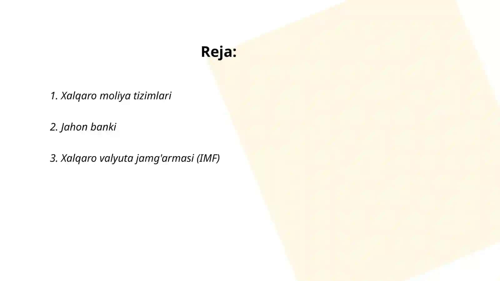 Xalqaro moliya tizimlari 2