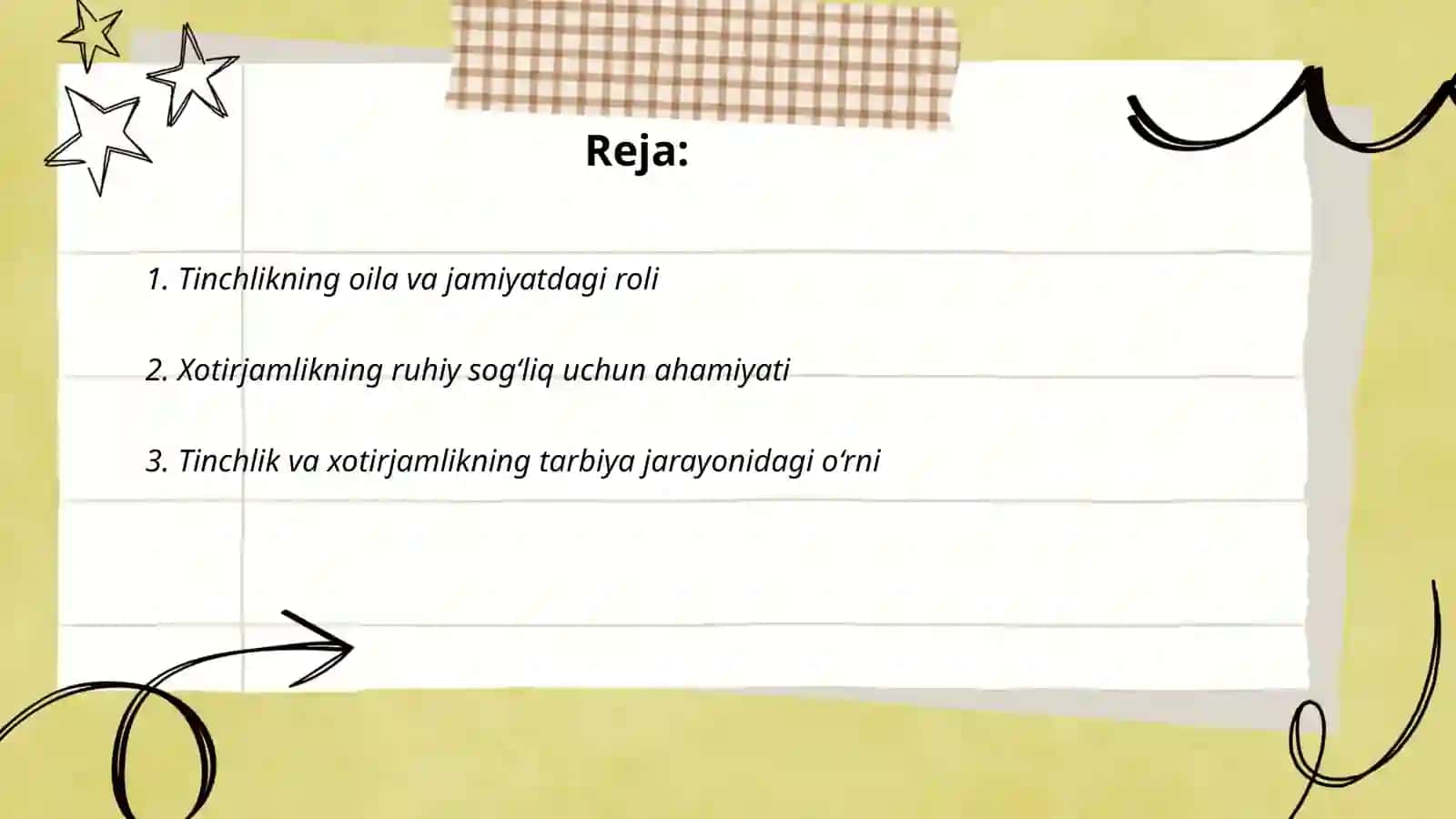 Tinchlik va xotirjam yashash baxti 2