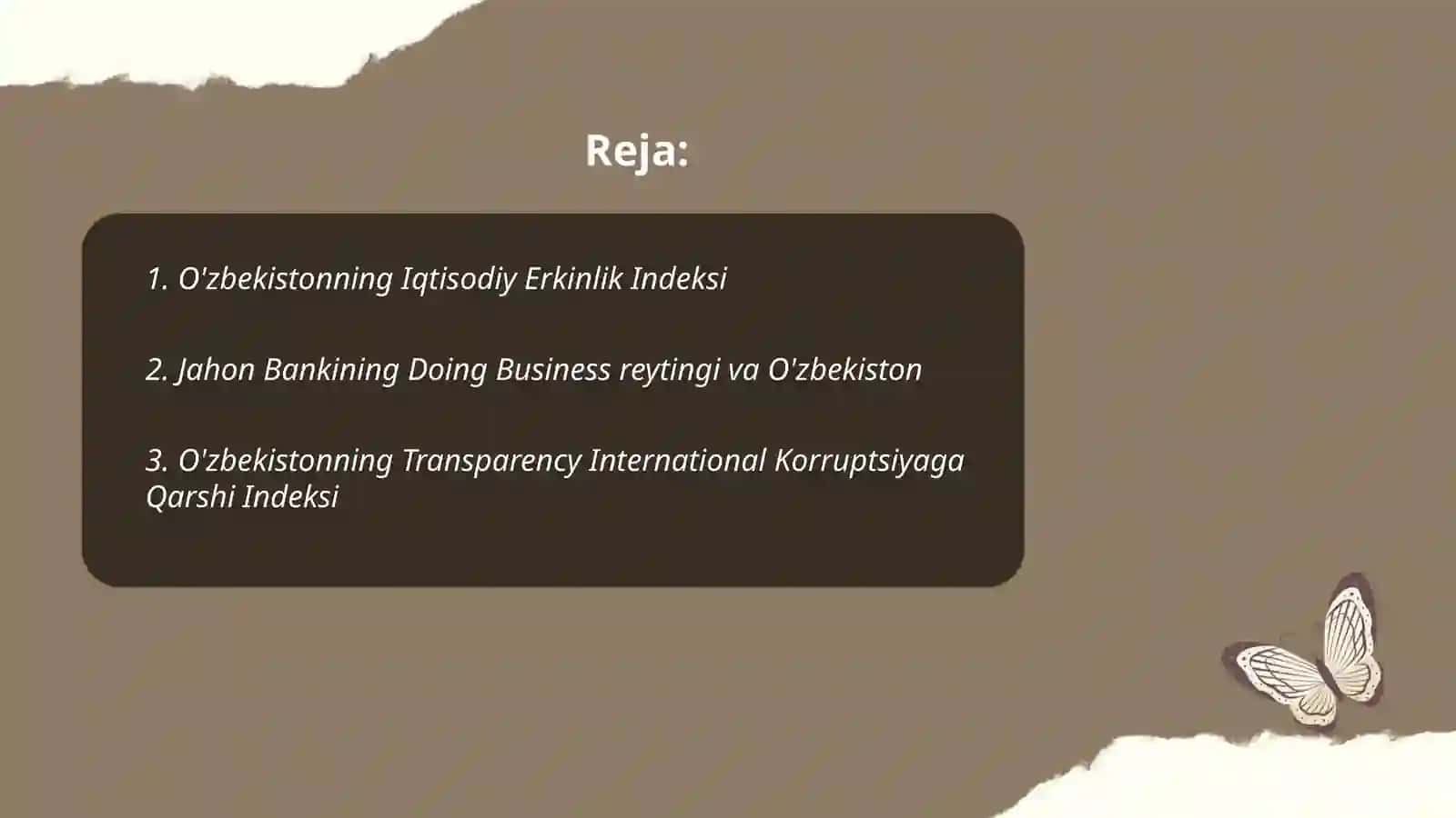 O'zbekistonning Iqtisodiy Erkinlik Indeksi 2