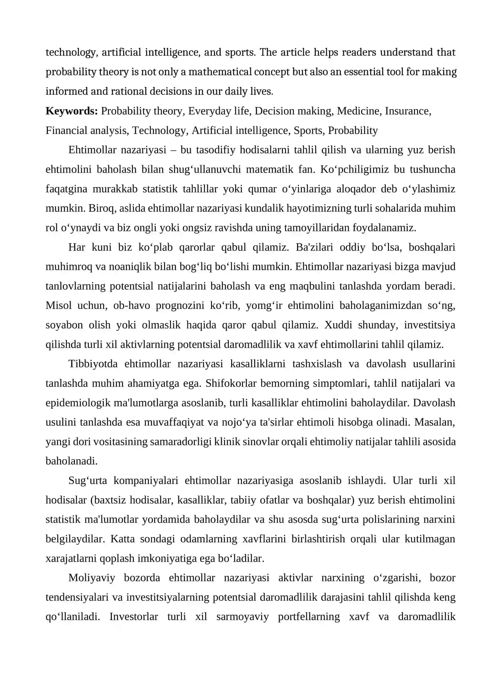 EHTIMOLLAR NAZARIYASINING KUNDALIK HAYOTDAGI QO‘LLANILISHI 2